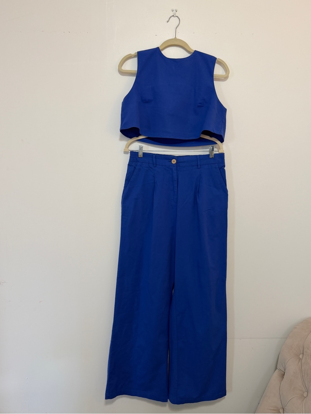 Commense Cobalt Blue Linen-Look Two-Piece Set